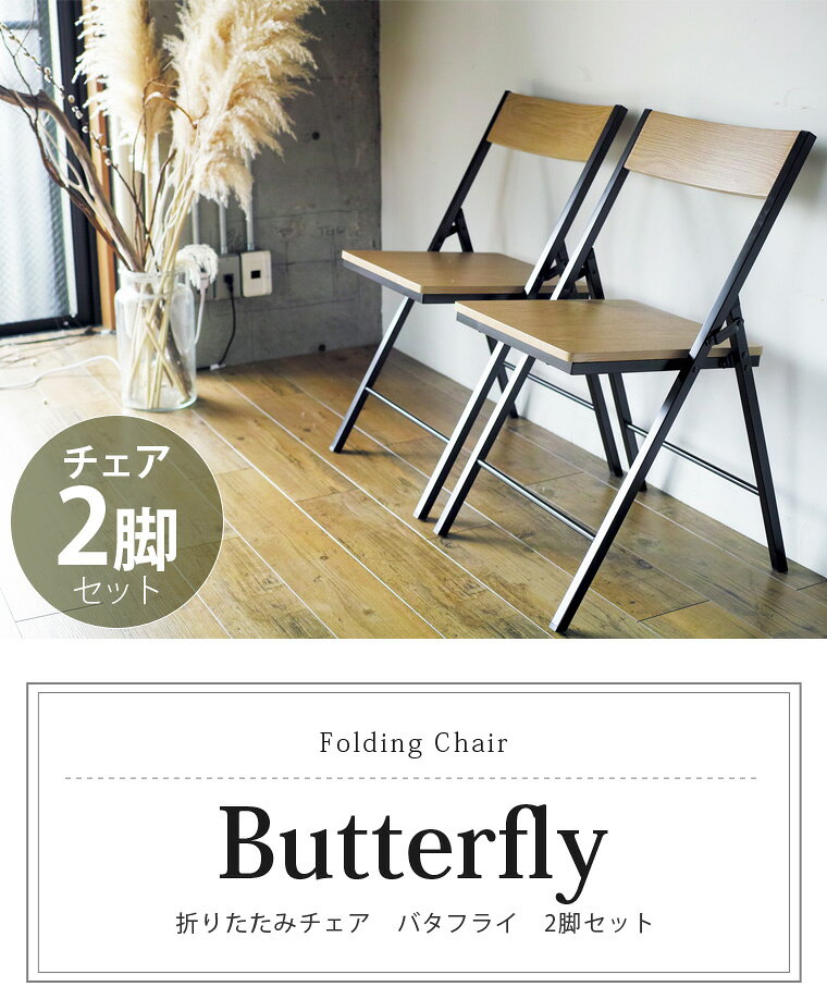 スグ使える 木目調が美しいダイニングチェア2脚セット Butterfly 送料無料 [2]