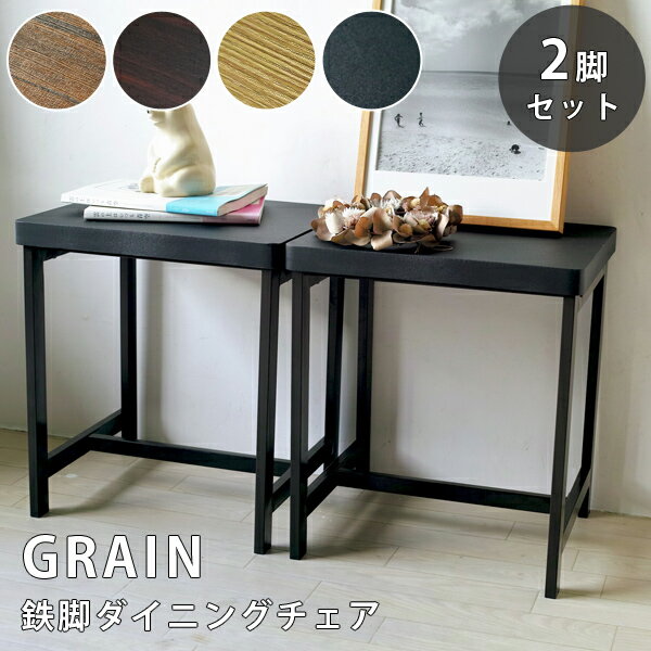 鉄脚ダイニングテーブル GRAIN（グレイン） チェア 2脚セット 鉄フレーム アイアン ヴィンテージ ブルックリン インダストリアル デザイン おしゃれ 送料無料