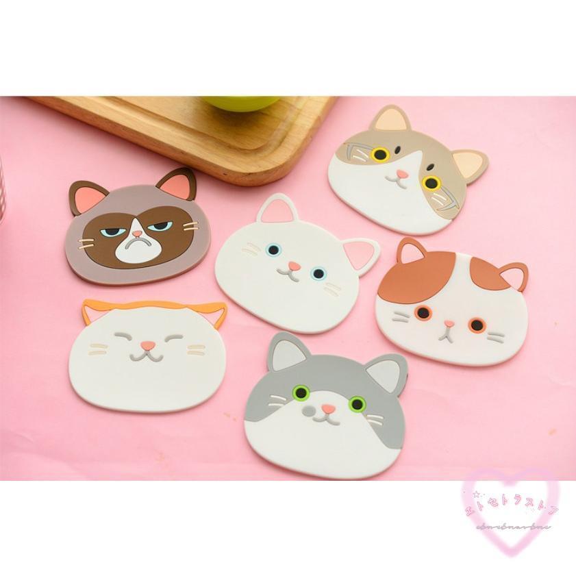 コースター 雑貨 キッチン テーブル アニマル 動物 ネコ 可愛い かわいい グラス タンブラー マグカッ..