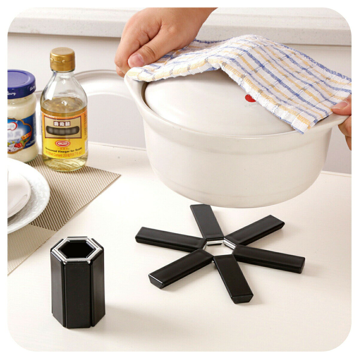 鍋敷き 3個セット おしゃれ 折りたたみ式 キッチン雑貨 ポットマット 鍋置き 便利グッズ