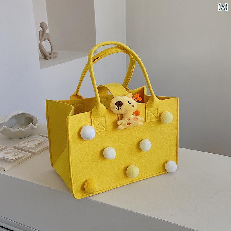 レディース バッグ 普段使い おしゃれ フェルト ハンド かわいい ランチ ボックス イン ファッション 外出 ランチ