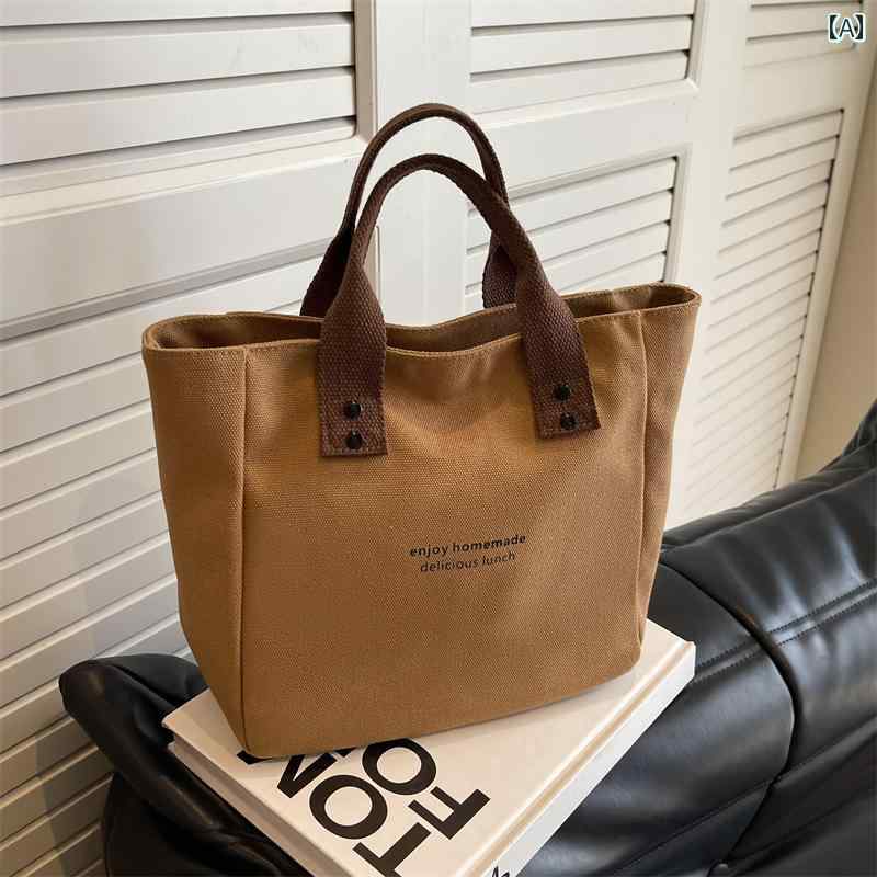 乐天商城 - トートバッグ 便利 レディース キャンバス ハンドバッグ 和風 ランチ バッグ オフィスワーカーが バッグを 持ち歩く シンプル ファッション ボックス