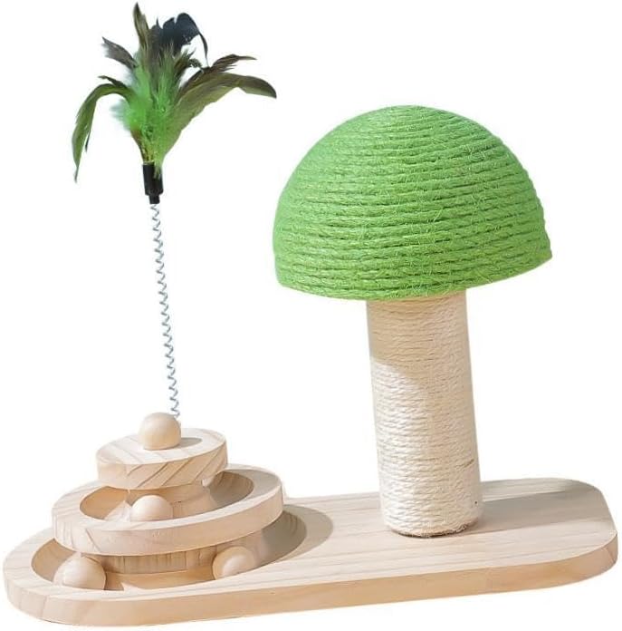 インタラクティブなスクラッチポストターンテーブルおもちゃ、猫の運動用フードトリートおもちゃ、木製..