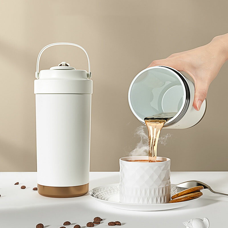 コーヒーカップ ストロー付き 真空断熱 水筒 大容量 500ml 保温 保冷 マグボトル 直飲み 二重構造 持ち運び おしゃれ ステンレス製 セラミック製 ワンタッチボトル 広口 洗いやすい プレゼント 通勤 通学 スポーツ アウトドア 車載せでき 全6色 送料無料