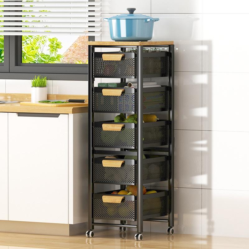 キッチンワゴン キャスター付 キッチン収納棚 キッチンストッカー 食材ストッカー バスケットラック ラ..