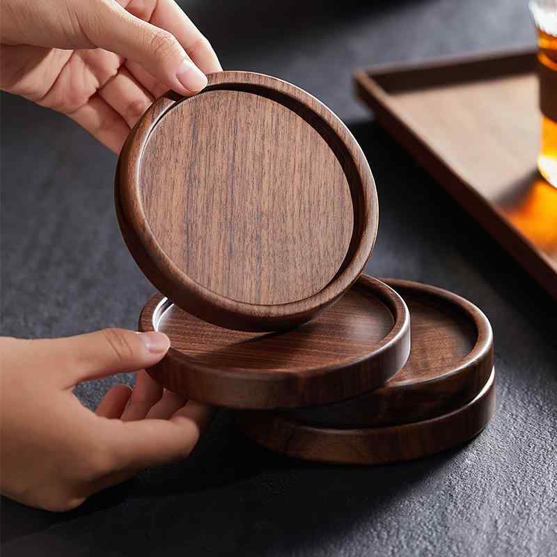 コースター ウォーターカップ デスクトップ 木製 ホットミルク コーヒー スープ 紅茶 ワイン お湯 断熱..