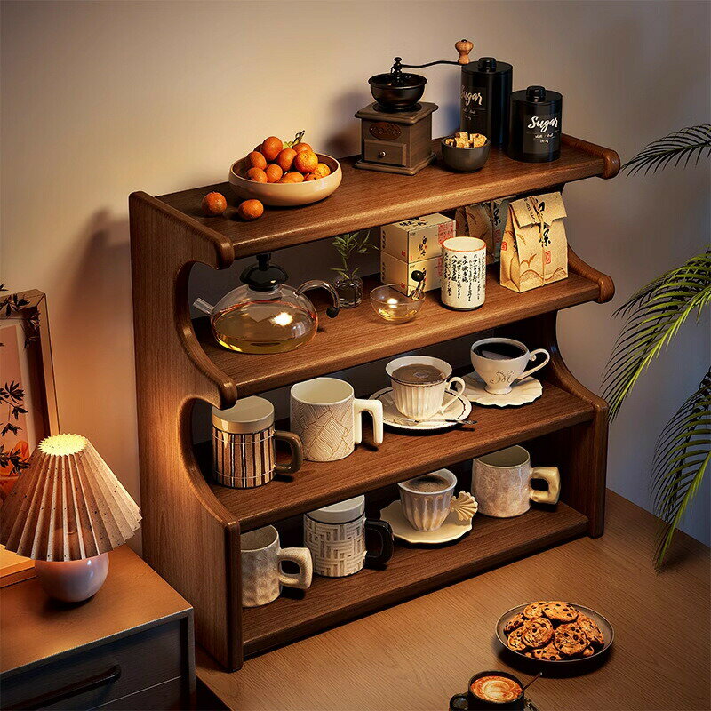 無垢材カップホルダー水カップ収納棚デスクトップリビングティーカップホルダーマグカップコーヒーカッ..