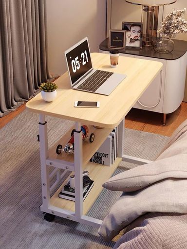 サイドテーブルキャスター付きソファーテーブル昇降式高さ調節(60-90cm)3段収納多機能ナイトテーブル簡単組み立て寝室作業台介護ソファサイド机安定性勉強机学習デスク高さ調節可(60cm~90…