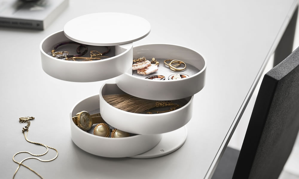 小物収納 タワー アクセサリートレー 4段 ｜ トレイ 時計 ジュエリー 小物入れ ケース おしゃれ コンパクト 卓上 インテリア