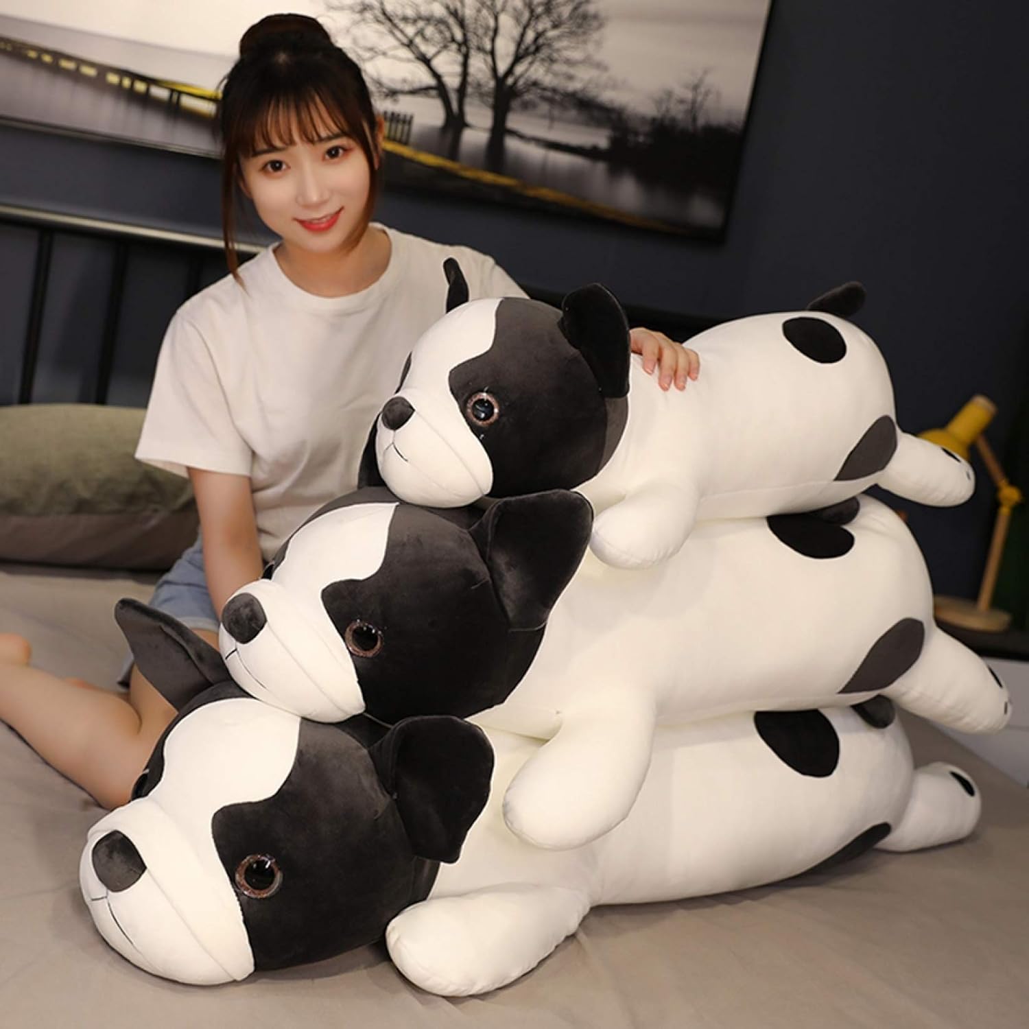 乐天商城 - イヌぬいぐるみ 犬 ロング 抱き枕 カラー もちもち 大きい 可愛い動物 添い寝枕 枕 ふわふわ お人形 贈り物 プレゼント クッション 背もたれ 多機能 横向き寝 いぬ インテリア 1.2m