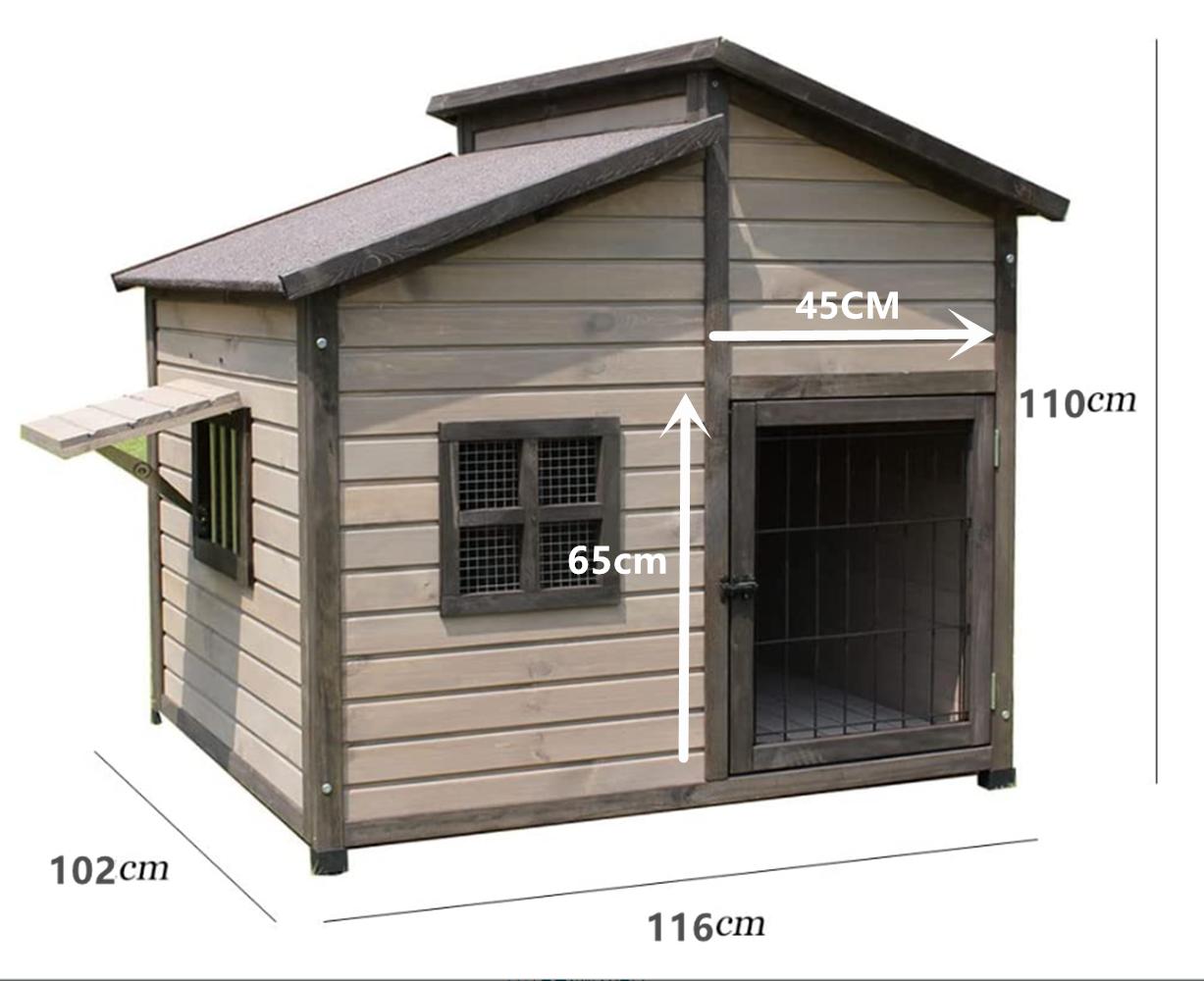 無垢材の犬小屋 屋外の木造犬小屋 大型犬小屋 屋外防水犬小屋