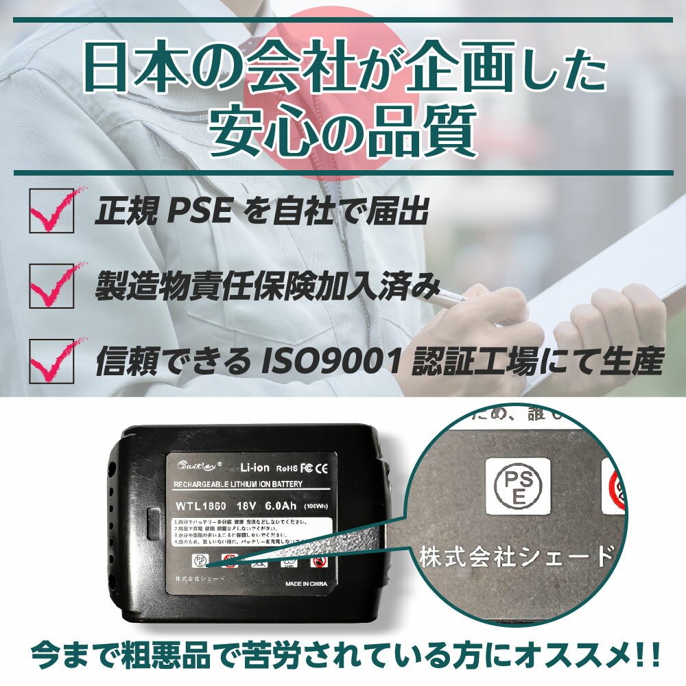 【即日発送】互換ラボ マキタ 互換バッテリー MAKITA 互換 LAB 18V 9Ah 9.0Ah Waitley 掃除機 充電器 インパクト ブロワー 対応 LED デジタル残量表示 自己故障診断 WTL1890 MAKITA BL1830B BL1850B BL1860B 電動工具 ゴカン 2