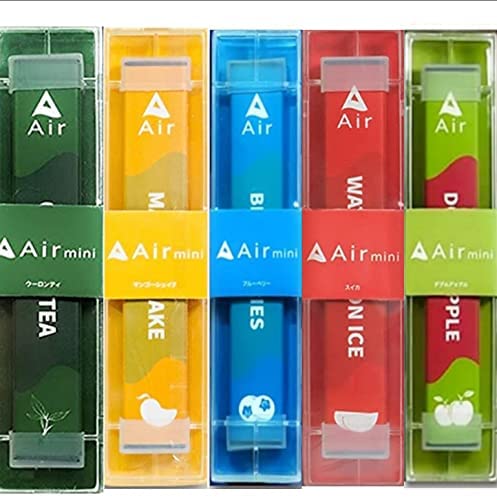 Air mini 【在庫処分セール】 持ち運びシーシャ・電子タバコ 5本 ブルーベリー・スイカ・マンゴーシェイク・ダブルアップル・ウーロンティ味 まとめ買い歓迎