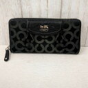 COACH コーチ マディソン オプアート 長財布 ラウンドファスナー 黒 レディース【中古】Cランク プレゼント