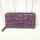 COACH コーチ 長財布 レザー クロコ型押し パープル 財布 レディース【中古】Bランク ギフト プレゼント