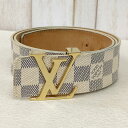 LOUIS VUITTON ルイヴィトン サンチュール LVイニシャル ベルト ダミエアーズ ホワイト フランス製 レディース【中古】Cランク ギフト プレゼン...
