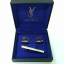 YSL イヴサンローラン カフリンクス ネクタイピン セット ゴールド シルバーカラー メンズ【中古】Bランク ギフト プレゼント