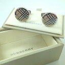 BURBERRY バーバリーカフリンクス ノバチェック ブラウン レッド ブラック シルバーカラー メンズ【中古】Bランク ギフト プレゼント