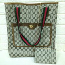GUCCI グッチ GGプラス トートバック ポーチ付き PVC イタリア製 レディース【中古】Bランク ギフト プレゼント