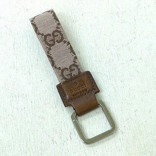 GUCCI グッチ GG キーホルダー キーリング レザー キャンバス イタリア製 メンズ【中古】Bランク ギフト プレゼント