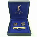 YSL イヴサンローラン ネクタイピン カフリンクス YSL ゴールド シルバー ブラック メンズ【中古】Bランク ギフト プレゼント