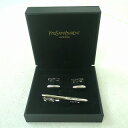 YSL イヴサンローラン ネクタイピン & カフリンクス ブラック シルバーカラー アクセサリー メンズ【中古】Bランク ギフト プレゼント
