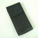 CHANEL シャネル キャビアスキン レザー メガネケース ブラック フランス製 レディース【中古】Cランク ギフト プレゼント