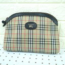 BURBERRY バーバリー ノバチェック 化粧ポーチ ブラウン キャンバス レザー レディース【中古】Cランク ギフト プレゼント