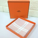 HERMES エルメス ハンカチ ハンカチーフ ブランド コットン100% ピンク系 レディース【中古】Aランク ギフト プレゼント