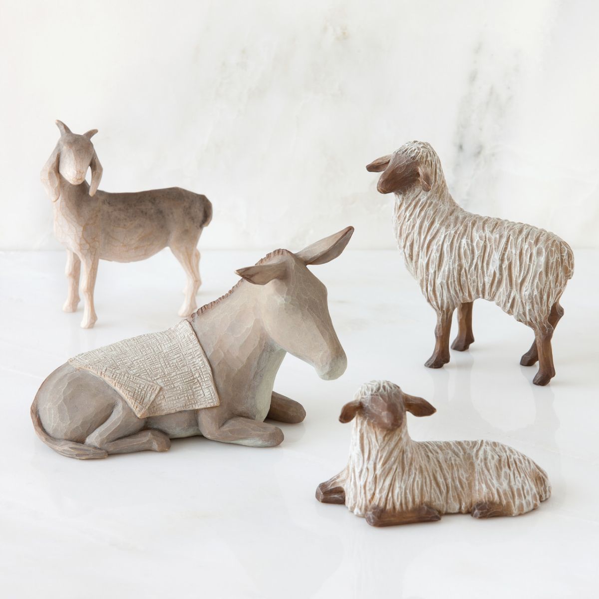 ウィローツリー Sheltering Animals 動物たち 7.5cm | キリスト 降誕セット 馬小屋セット ナティビティ プレゼピオ 置物 彫刻 人形 インテリア スーザン・ローディ Willow Tree 正規輸入品