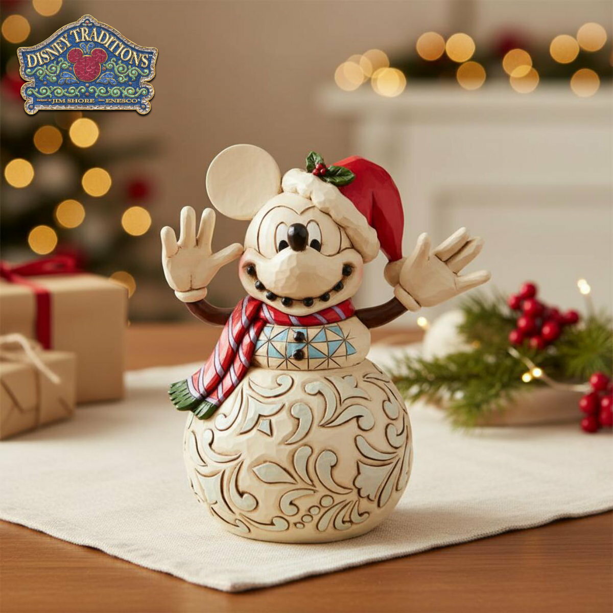 ミッキーマウス スノーマン 17.1cm クリスマス | ディズニー トラディションズ ジムショア グッズ フィギュア 人形 置物 彫刻 Jim Shore 正規輸入品