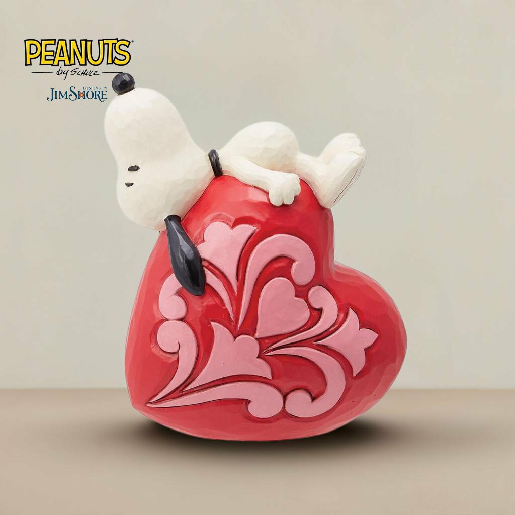 【スーパーSALE割引】 スヌーピー ハートに寝転がって 13cm | ジムショア ピーナッツ グッズ フィギュア 人形 置物 彫刻 Jim Shore 正規輸入品