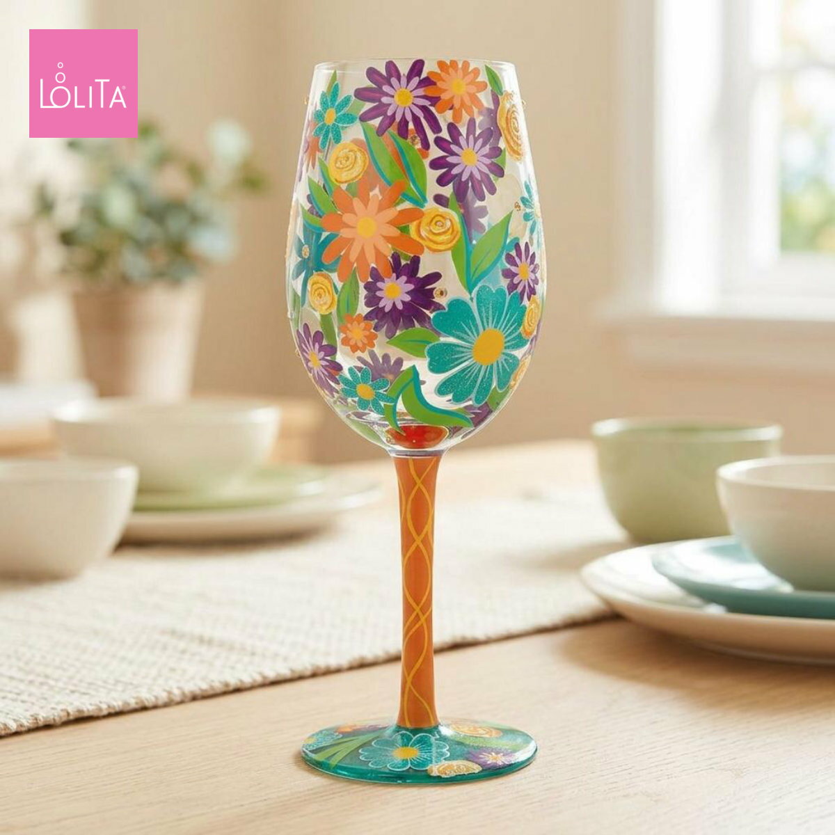 乐天商城 - 【スーパーSALE割引】 Lolita ワイングラス FABULOUS FLORALS 23cm 百花繚乱 | かわいい おしゃれ ポップ モダン デザイン食器 アート ロリータ・ヤンシー 正規輸入品