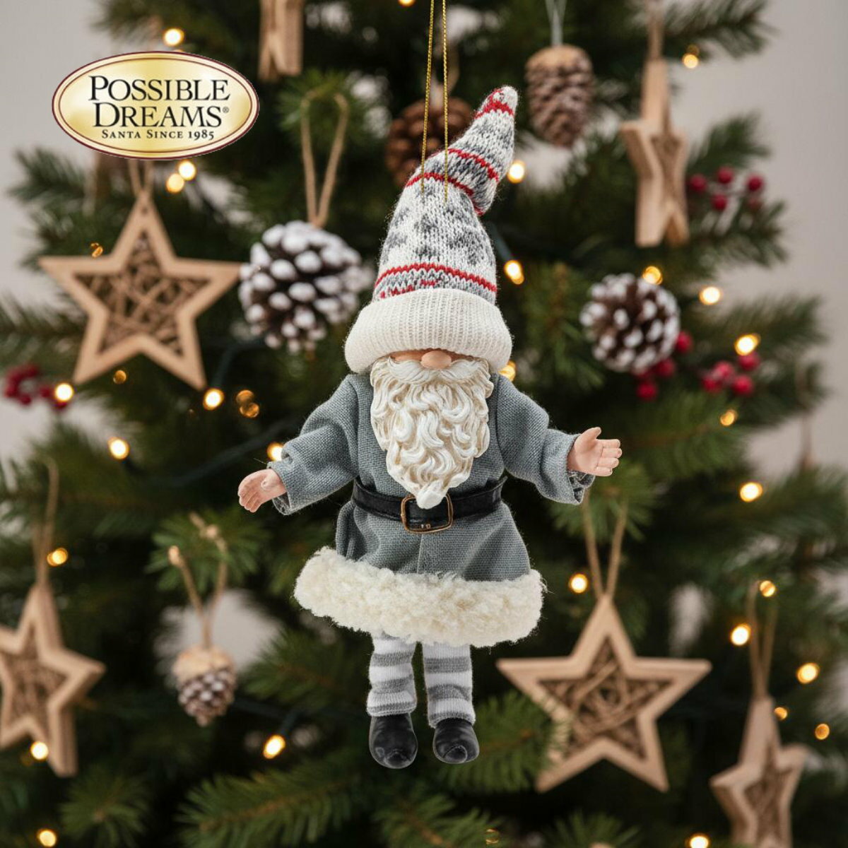 Gnome Grey Coat オーナメント 19.8cm | サンタ サンタクロース 人形 置物 フィギュア クリスマス ホリ..