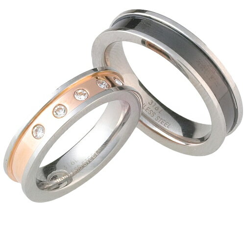 【刻印無料】ステンレス ラインリング(7〜23号) ピンクライン×ジルコニア ブラックライン ステンレスリング 漢字刻印OK アレルギーフリー プレゼント ギフ...