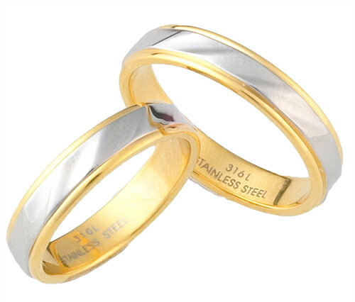 【送料無料】【刻印無料】ステンレス カットラインリング ゴールド / 漢字刻印OK!アレルギーフリー ペアリング プレゼントにも 名入れ ギフト オリジナル ス...