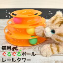 【送料無料】猫用ぐるぐるボールレールタワー オレンジ ボール3個付き●360度どこからでもボールに触れる楽しいおもちゃ ねこちゃん ネコ ペット用品 【H】