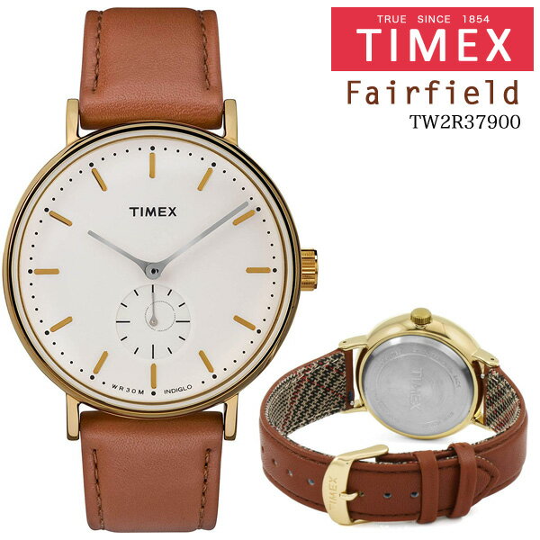 TIMEX Fairfield 並行輸入品 腕時計 時計 男女兼用 シンプルレザーベルト ブラウン スモールセコンド 3気圧防水 日常生活防水 プレゼント