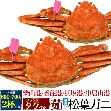 【送料無料】松葉ガニ 茹で冷凍 2杯セット 約600〜700g×2 ズワイガニ 産地証明タグ付き●贈り物 ギフト お取り寄せ 通販 お祝い 国産 送料込み 松葉蟹 松葉がに かに カニ ずわいがに ボイル 茹で蟹 ブランド松葉ガニ 柴山港 津居山港 香住港 浜坂港 まつばがに 兵庫県 2匹