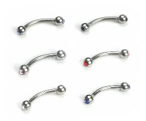 送料無料 16G バナナバーベルボディピアス アソート 3個セット ステンレス ジュエル カーブバーベル ボディーピアス ラインストーン 鼻ピアス 耳 おへそ ...