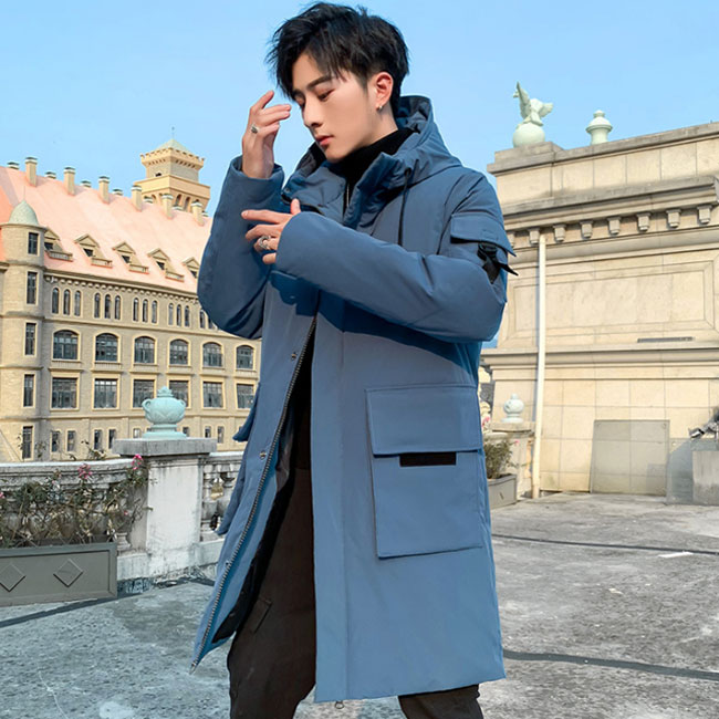 ダウンコート アウター 秋冬 メンズ ダウンジャケット ロング丈 ファーフード付き 防寒 暖かい