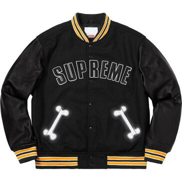 【Supreme】シュプリーム 国内正規 Bone Varsity Jacket Black　スタジャン　ジャケット　ブラック　Lサイズ　2018AW