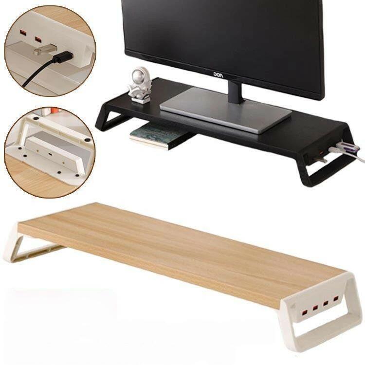 液晶モニター台 モニター台 USBポート付き PCラック ラック モニタースタンド デスク収納 省スペース 卓上 パソコン台 USB充電対応 キーボード収納 [3]