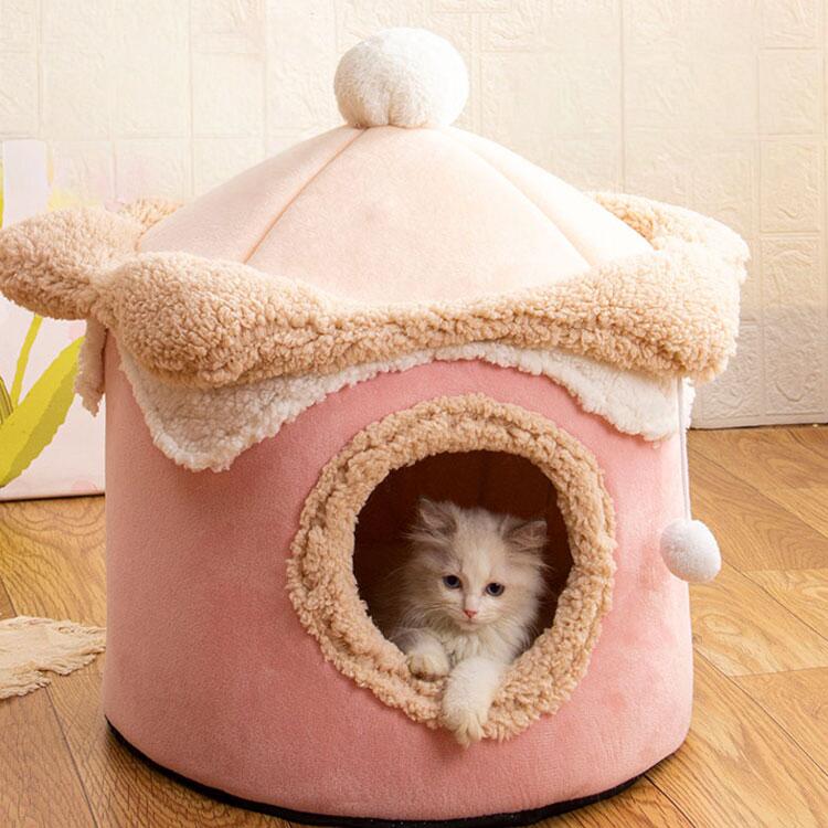 樂天商城 - ふわふわ もふもふ ラウンド型 冷房対策 冬 夏 マット クッション 犬ベッド ペットハウス ペットベッド ベッド 猫 ドッグ お城