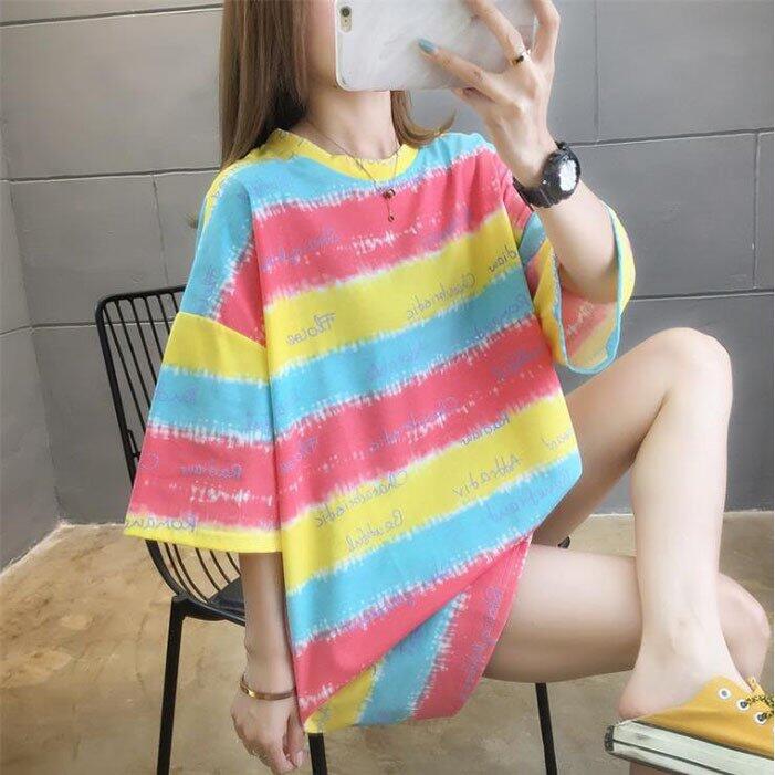 Rakuten - 体型カバ 可愛い 夏新作 トップス 着痩せ カジュアル プルオーバー レディース 上着 Tシャツ Tシャツ ゆるTシャツ 大きいサイズ