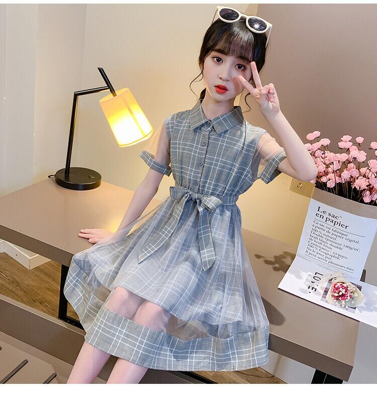 Rakuten - 送料無料 韓国子供服 ワンピース フォーマルワンピ 女の子 ワンピース 夏ワンピ チェック柄 ワンピース 結婚式 パーティー 卒園式 入学式 卒業式 発表会 受験用 キッズ ガールズ Aラインスカート チュール オシャレ お洒落 イベント 発表会