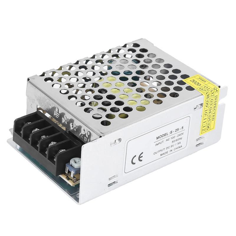 安定化電源 AC 100-240V to DC 5V コンバーター スイッチング電源 直流電源変換器 短絡・過負荷・過電圧保護機能 アルミ製 (5A 25W)