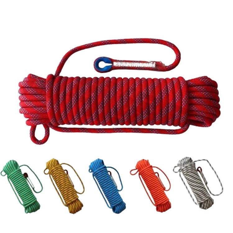10m ロープ 10mm クライミングロープ 災害グッズ 登山 牽引 カラビナ付き 救助ロー...