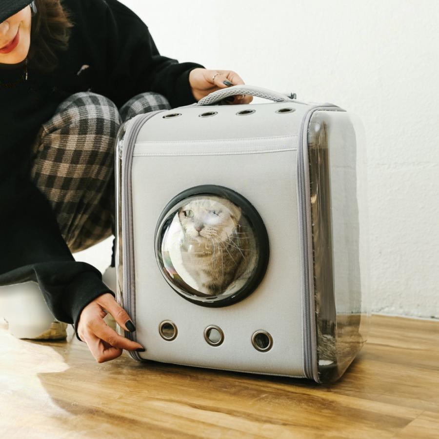 小型犬 犬 猫 キャリーバッグ 宇宙船カプセル型 ペットバッグ 犬猫兼用 ス リュッ...