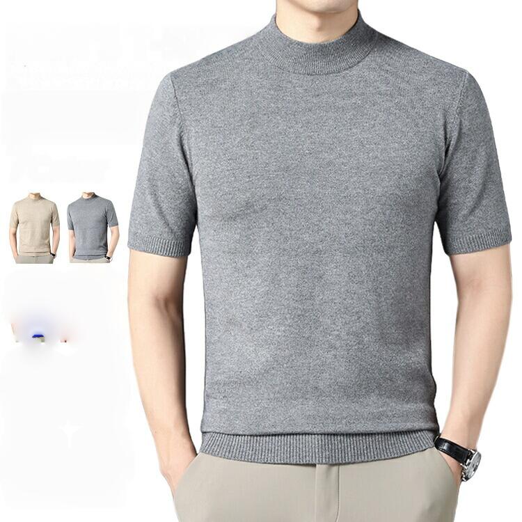 乐天商城 - モックネックニット 洗えるニット メンズ ゴルフ ゴルフニット 半袖ニット ニットTシャツ ニットセーター ビジネス オフィスカジュアル モックネック Tシャツ ニットトップス インナー セーター カットソー ルームウェア 部屋着 無地 薄手 春服 秋服